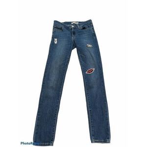 Levis Womens Jeans 26 Blue 711 Skinny‎ Distressed Patchs Casual Denim Bottoms